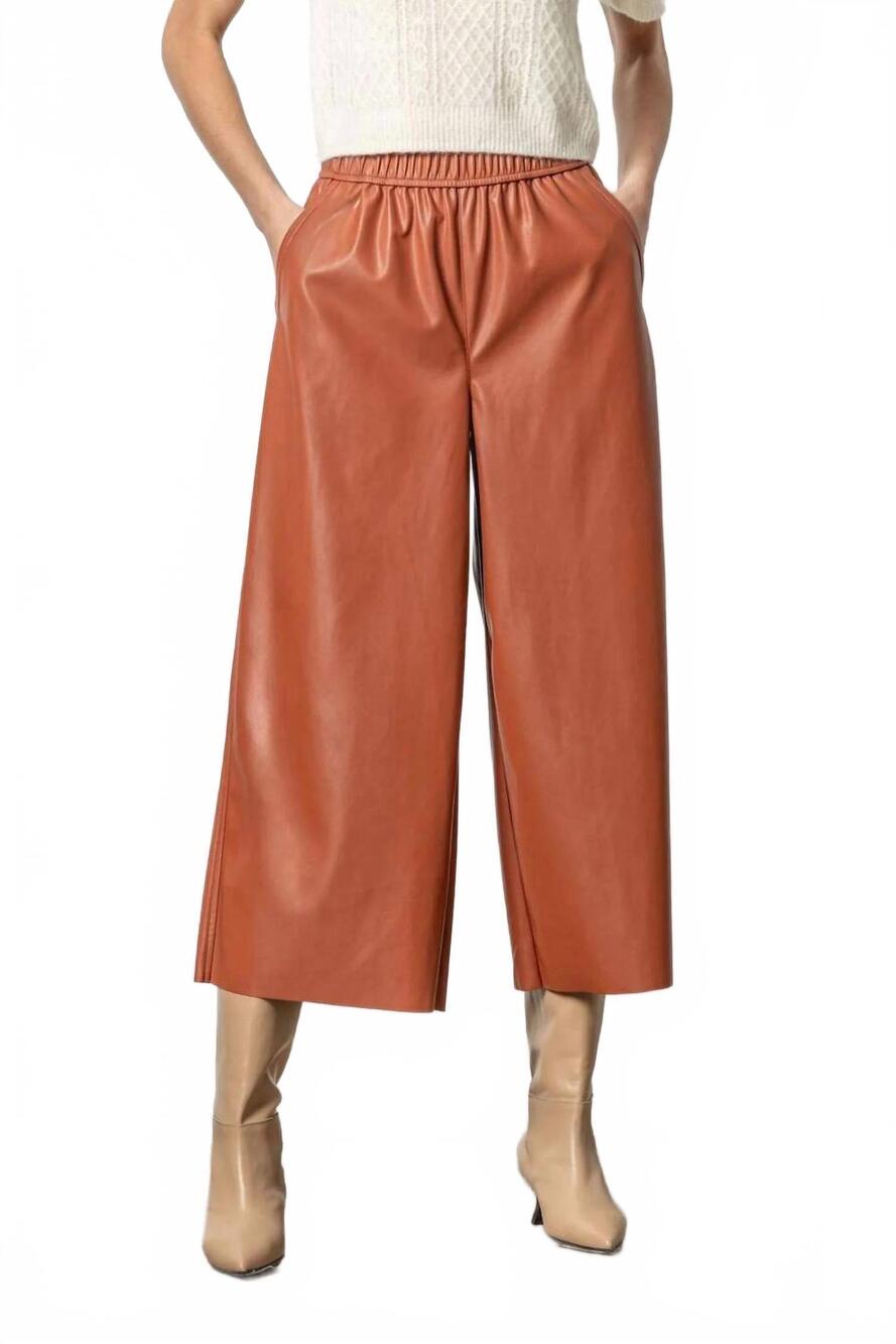 NEW LILLA P wide legged culotte pants in cognac